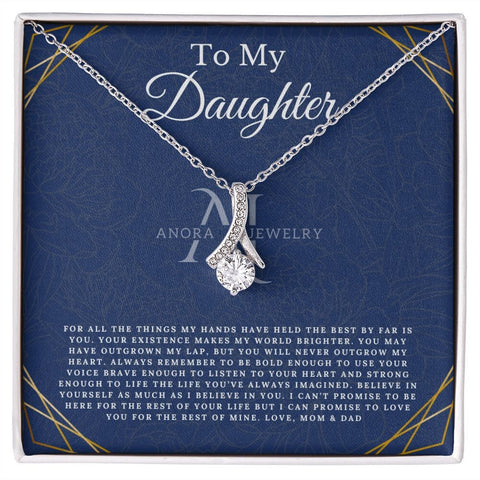 To My Daughter - From Mom & Dad - Petite Ribbon Necklace