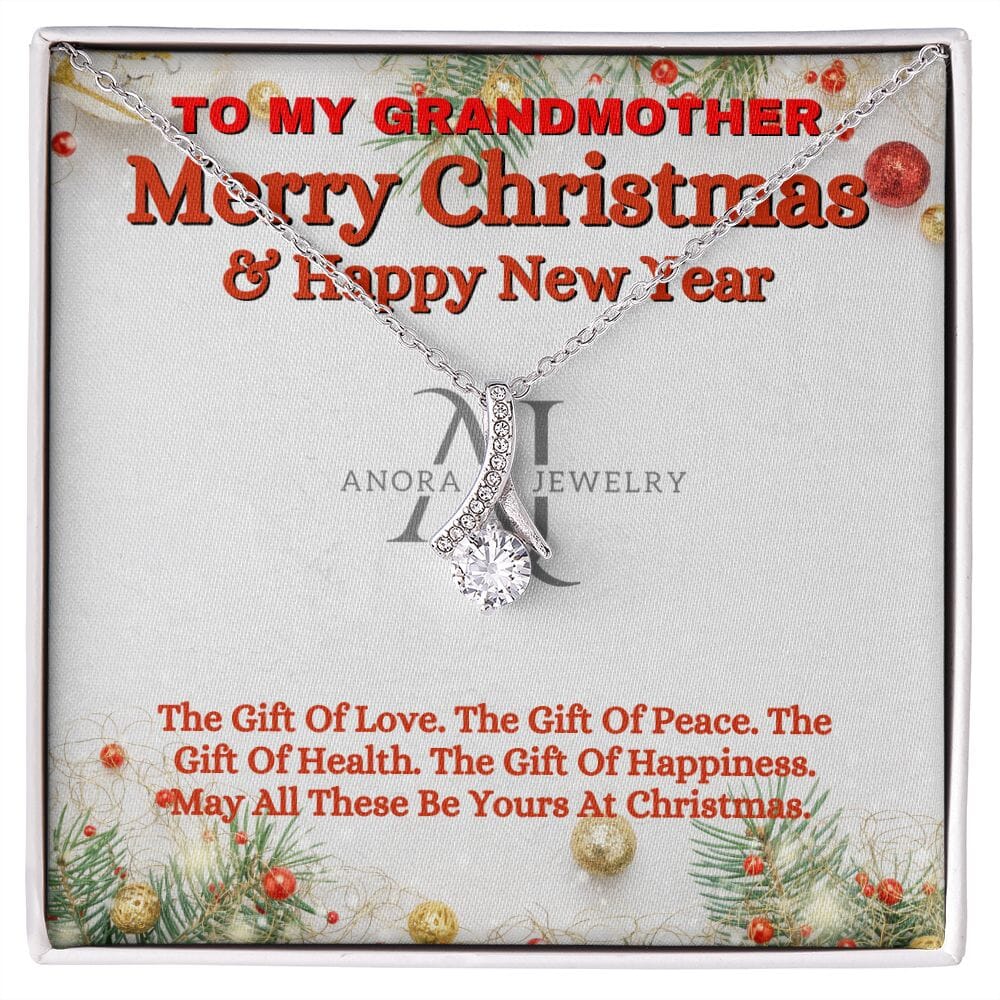 To My Grandmother - Merry Christmas - Petite Ribbon Necklace