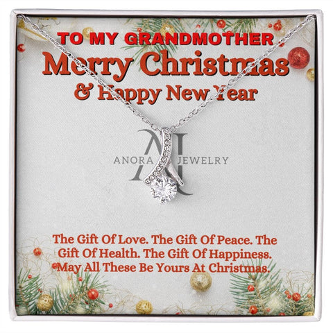 To My Grandmother - Merry Christmas - Petite Ribbon Necklace