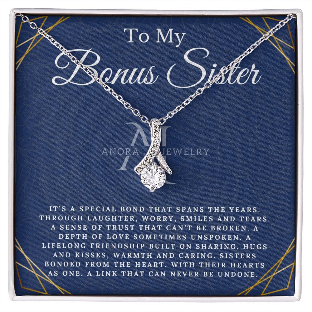 To My Bonus Sister - Petite Ribbon Necklace