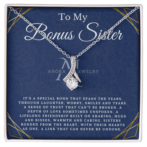 To My Bonus Sister - Petite Ribbon Necklace