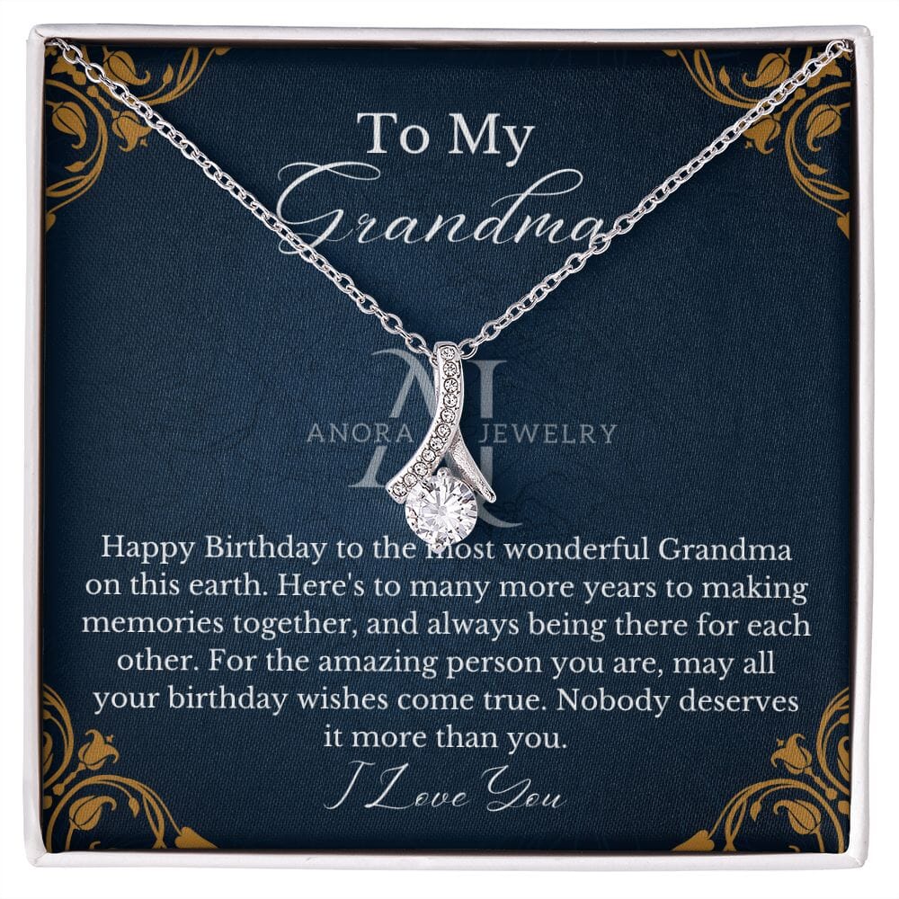 To My Grandma - Happy Birthday - Petite Ribbon Necklace