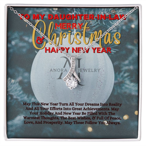 To My Daughter-In-Law - Merry Christmas - Petite Ribbon Necklace