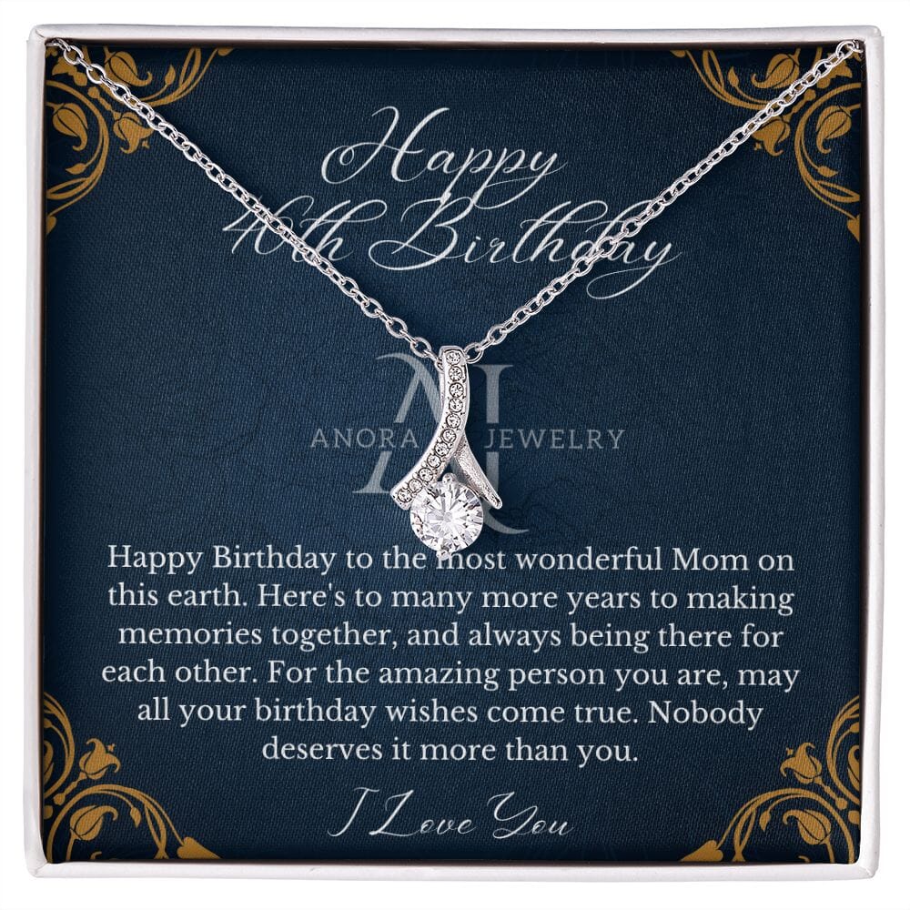 Mothers Happy 46th Birthday - Petite Ribbon Necklace