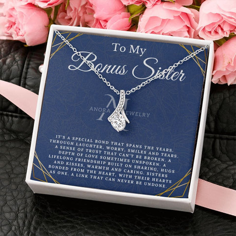 To My Bonus Sister - Petite Ribbon Necklace