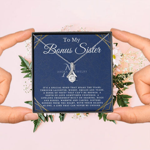 To My Bonus Sister - Petite Ribbon Necklace