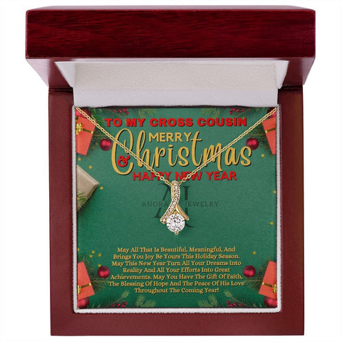 To My Cross Cousin - Merry Christmas - Petite Ribbon Necklace