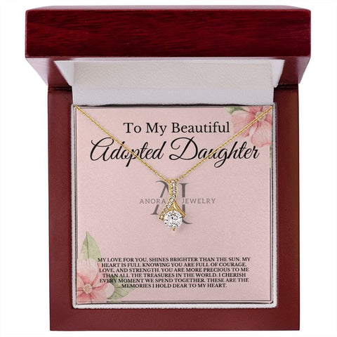 To My Beautiful Adopted Daughter - Petite Ribbon Necklace