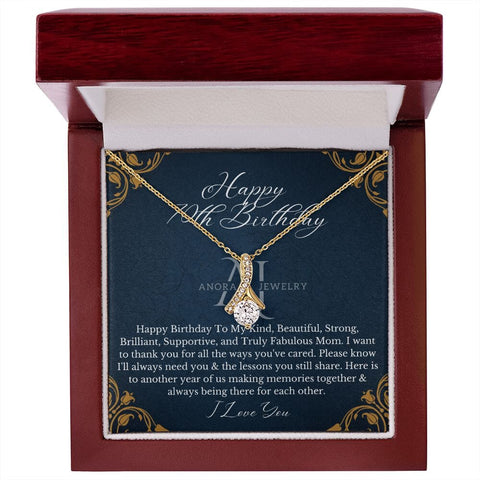 Mothers Happy 70th Birthday - Petite Ribbon Necklace