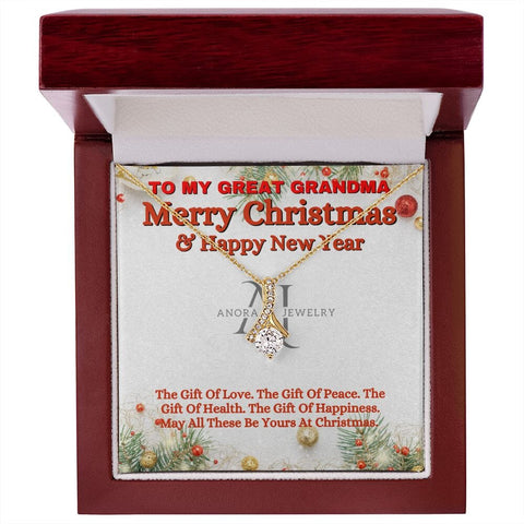 To My Great Grandma - Merry Christmas - Petite Ribbon Necklace