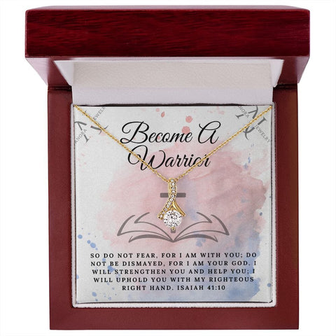 Become A Warrior- 14K Gold Ribbon Pendant Necklace