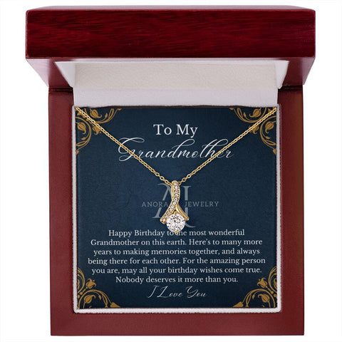 To My Grandmother - Happy Birthday - Petit Ribbon Necklace