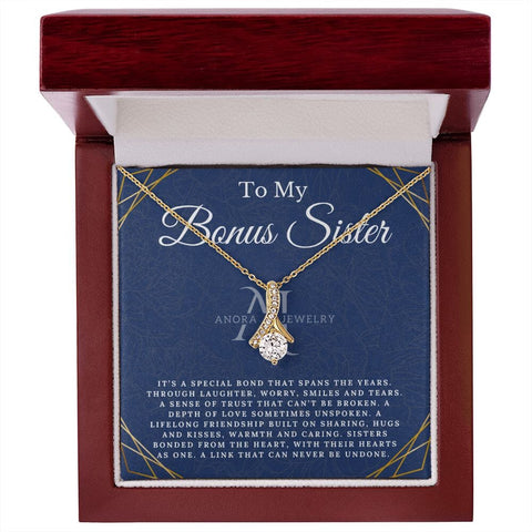 To My Bonus Sister - Petite Ribbon Necklace