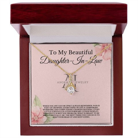 To My Beautiful Daughter-In-Law - Petite Ribbon Necklace