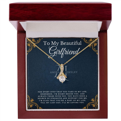To My Beautiful Girlfriend - Petite Ribbon Necklace