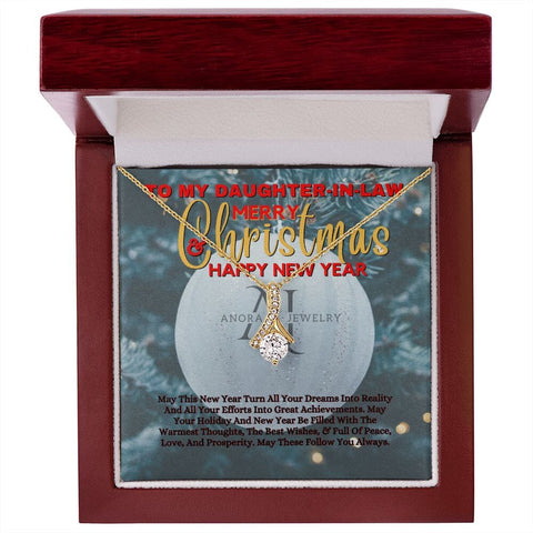 To My Daughter-In-Law - Merry Christmas - Petite Ribbon Necklace