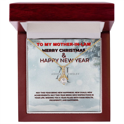 To My Mother-In-Law - Merry Christmas - Petite Ribbon Necklace