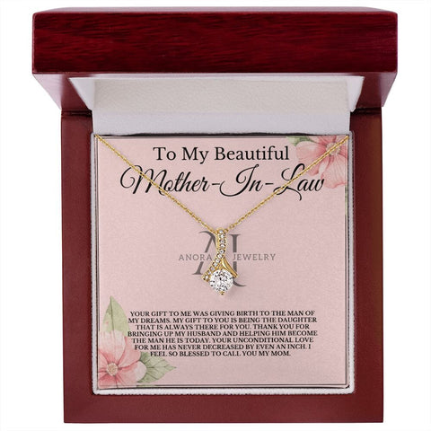 To My Beautiful Mother-In-Law - Petite Ribbon Necklace