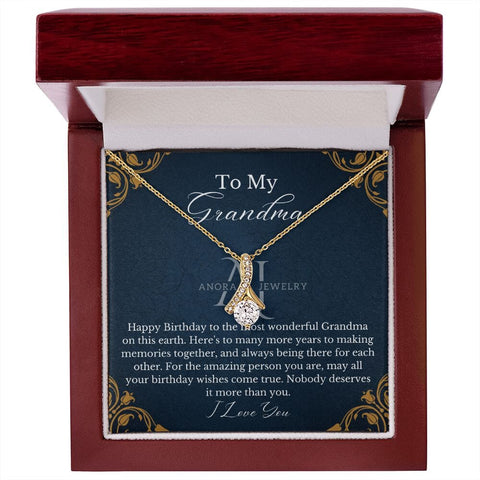 To My Grandma - Happy Birthday - Petite Ribbon Necklace