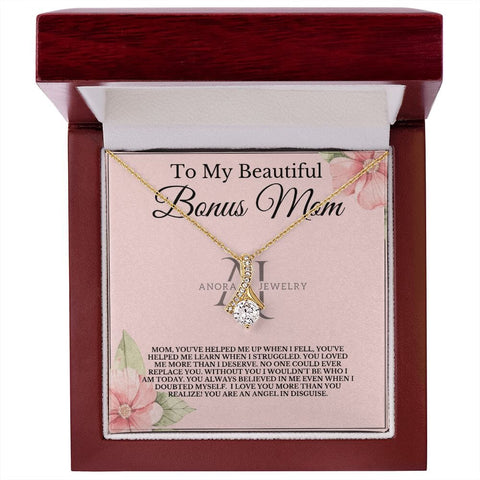 To My Beautiful Bonus Mom - Petite Ribbon Necklace