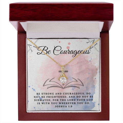 Be Courageous (Joshua 1:9) - 14K Gold Ribbon Necklace