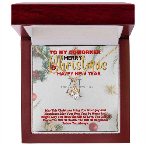 To My Coworker - Merry Christmas - Petite Ribbon Necklace