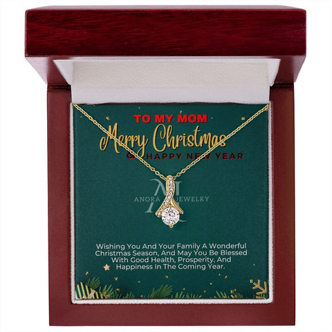 To My Mom - Merry Christmas - Petite Ribbon Necklace