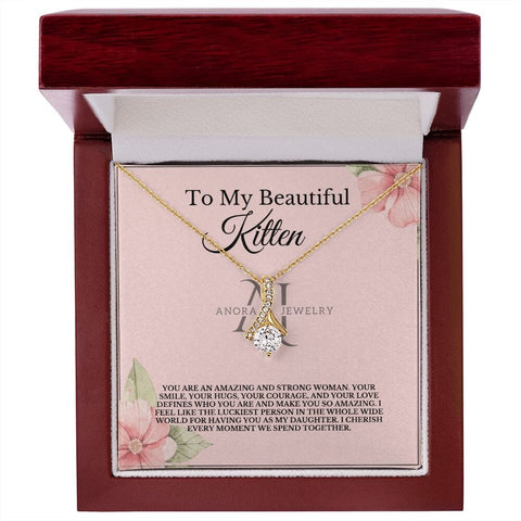 To My Beautiful Kitten - Petite Ribbon Necklace