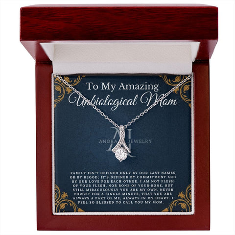 To My Amazing Unbiological Mom - Petite Ribbon Necklace