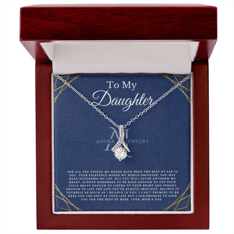 To My Daughter - From Mom & Dad - Petite Ribbon Necklace