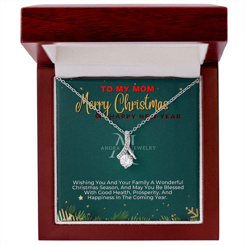 To My Mom - Merry Christmas - Petite Ribbon Necklace