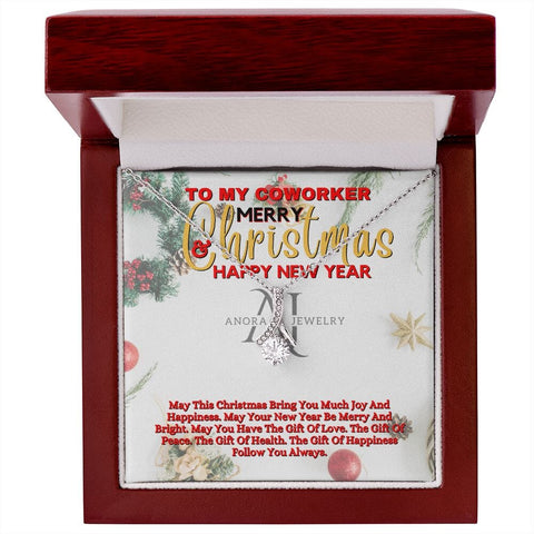 To My Coworker - Merry Christmas - Petite Ribbon Necklace