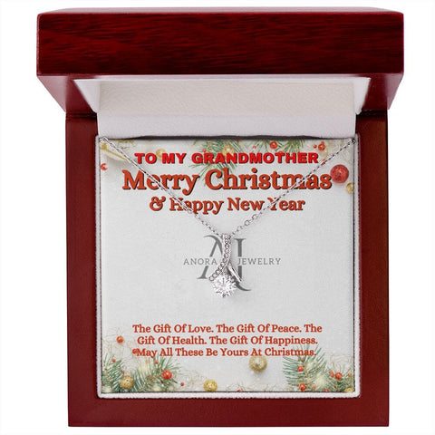 To My Grandmother - Merry Christmas - Petite Ribbon Necklace