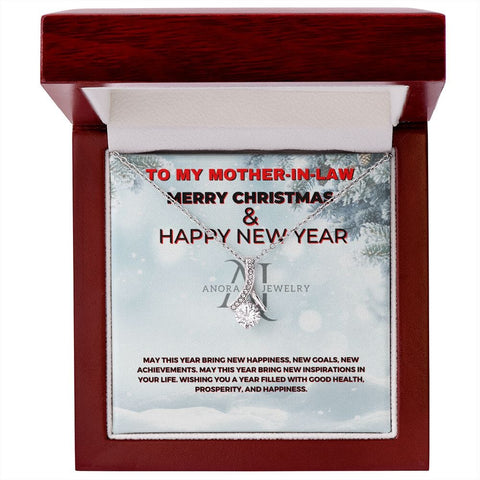 To My Mother-In-Law - Merry Christmas - Petite Ribbon Necklace