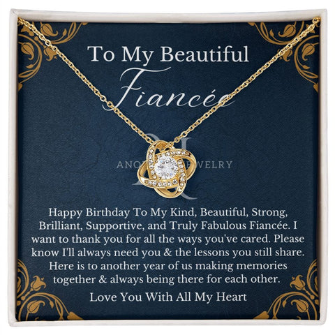 To My Beautiful Fiancée - Happy Birthday - Love Knot Necklace