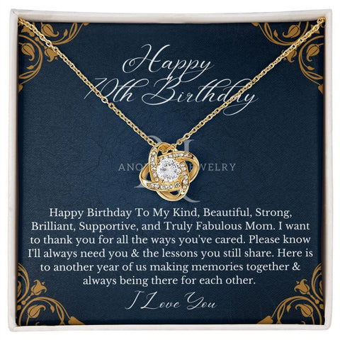 To Mom Happy 70th Birthday - Love Knot Necklace
