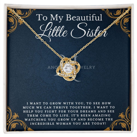 To My Beautiful Little Sister - Love Knot Necklace