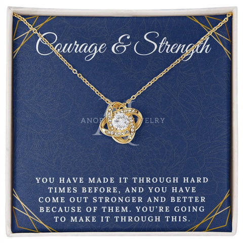 Courage and Strength - 14K Gold Love Knot Pendant Necklace