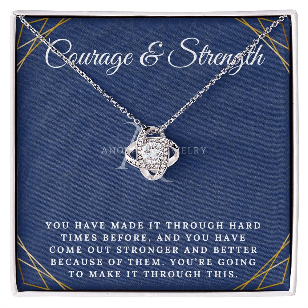 Courage and Strength - 14K Gold Love Knot Pendant Necklace