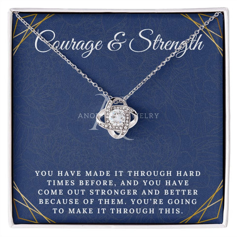 Courage and Strength - 14K Gold Love Knot Pendant Necklace