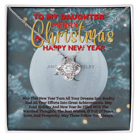 To My Daughter - Merry Christmas - Love Knot Necklace