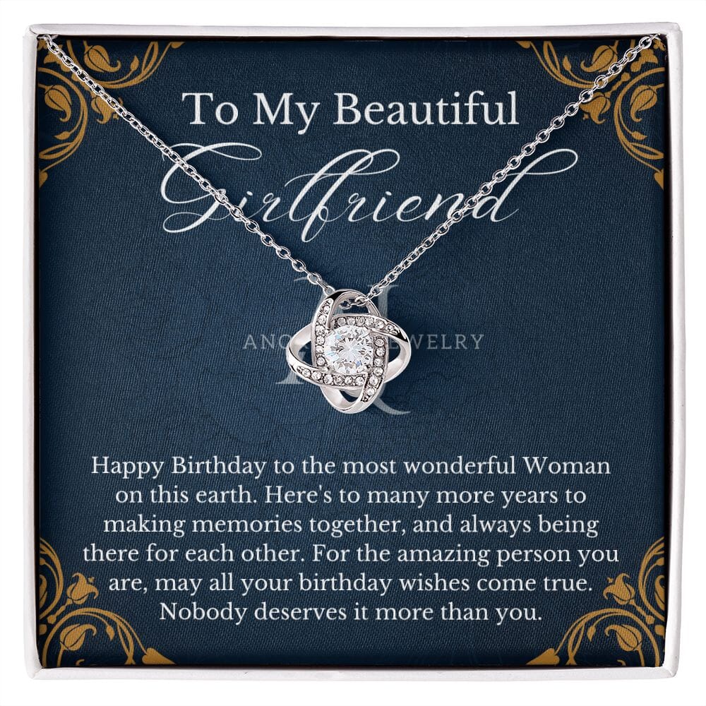 To My Beautiful Girlfriend - Happy Birthday - Love Knot Necklace