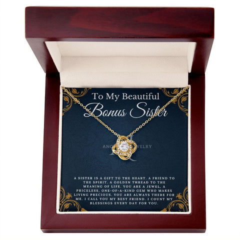 To My Beautiful Bonus Sister - Love Knot Necklace