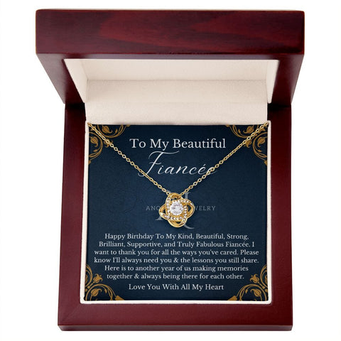 To My Beautiful Fiancée - Happy Birthday - Love Knot Necklace
