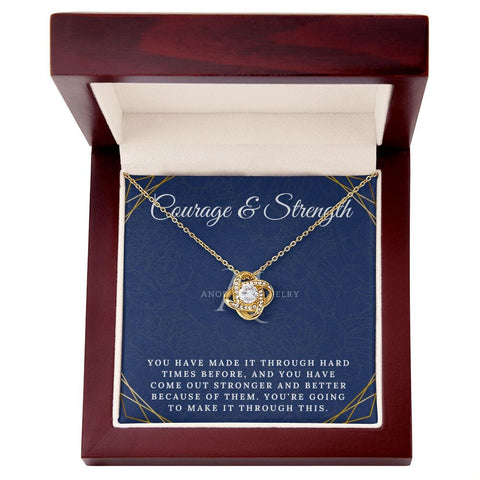 Courage and Strength - 14K Gold Love Knot Pendant Necklace