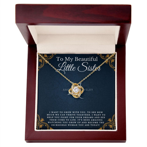 To My Beautiful Little Sister - Love Knot Necklace