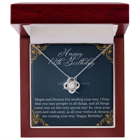 Happy 13th Birthday - 14K Gold Love Knot Necklace