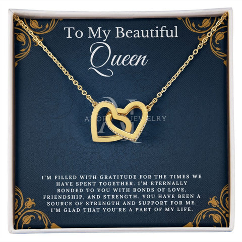 To My Beautiful Queen - Interlocking Heart Necklace