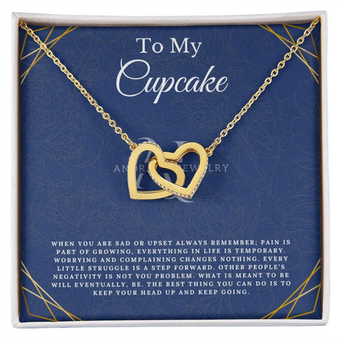To My Cupcake - Interlocking Heart Necklace