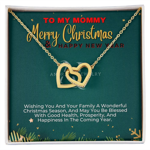 To My Mommy - Merry Christmas - Interlocking Heart Necklace